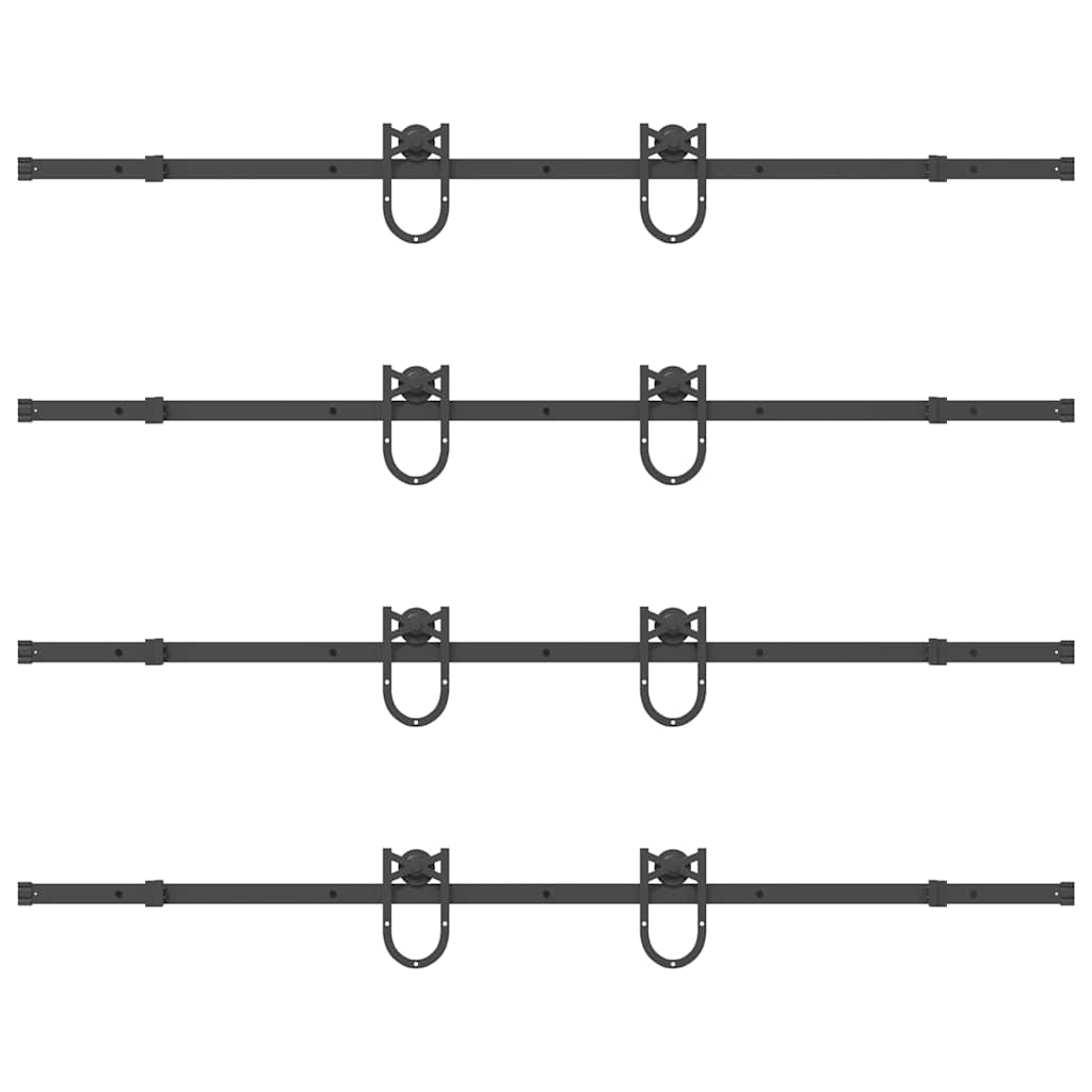 Schiebetürbeschlag-Set 183 cm Stahl Schwarz
