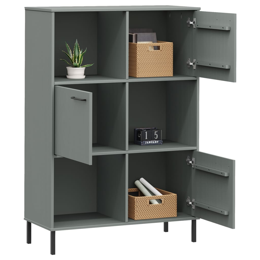 Bücherregal OSLO Metallbeine Braun 90x35x128,5 cm Massivholz