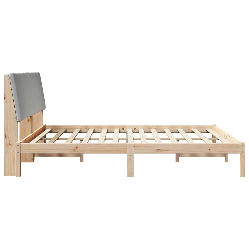 Bettgestell Braun und hellgrau 200 x 200 cm Massivholz Kiefer