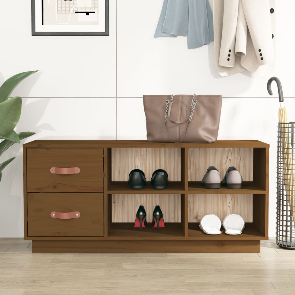 Schuhbank Weiß 100x34x45 cm Massivholz Kiefer