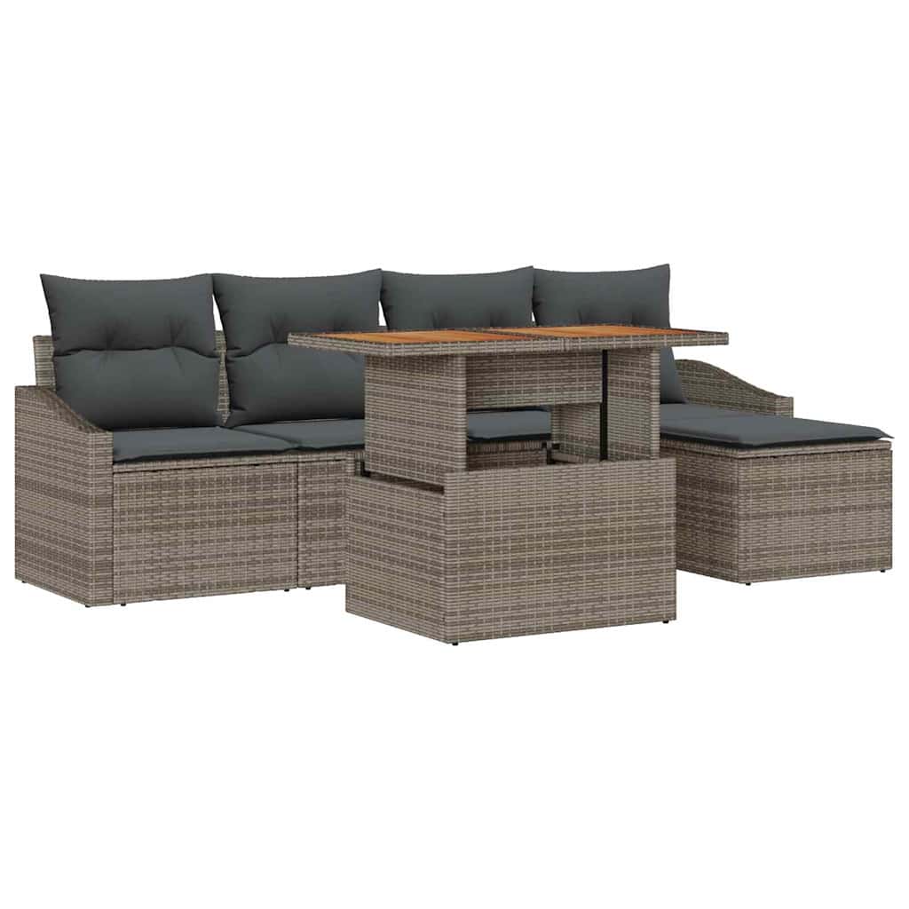 Garten Essgruppe mit Kissen 6 pcs Schwarz und Creme