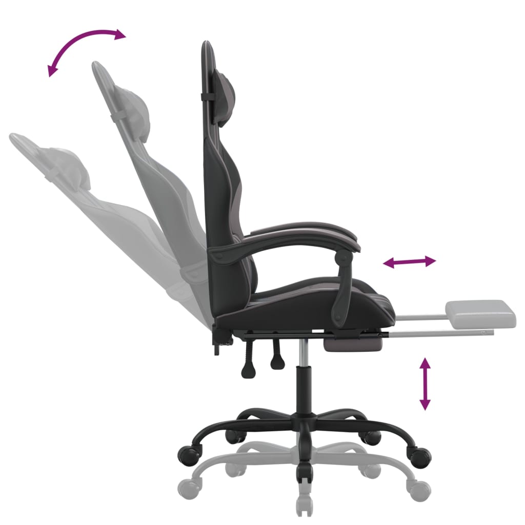 Gaming-Stuhl Drehbar Schwarz und Blau Kunstleder