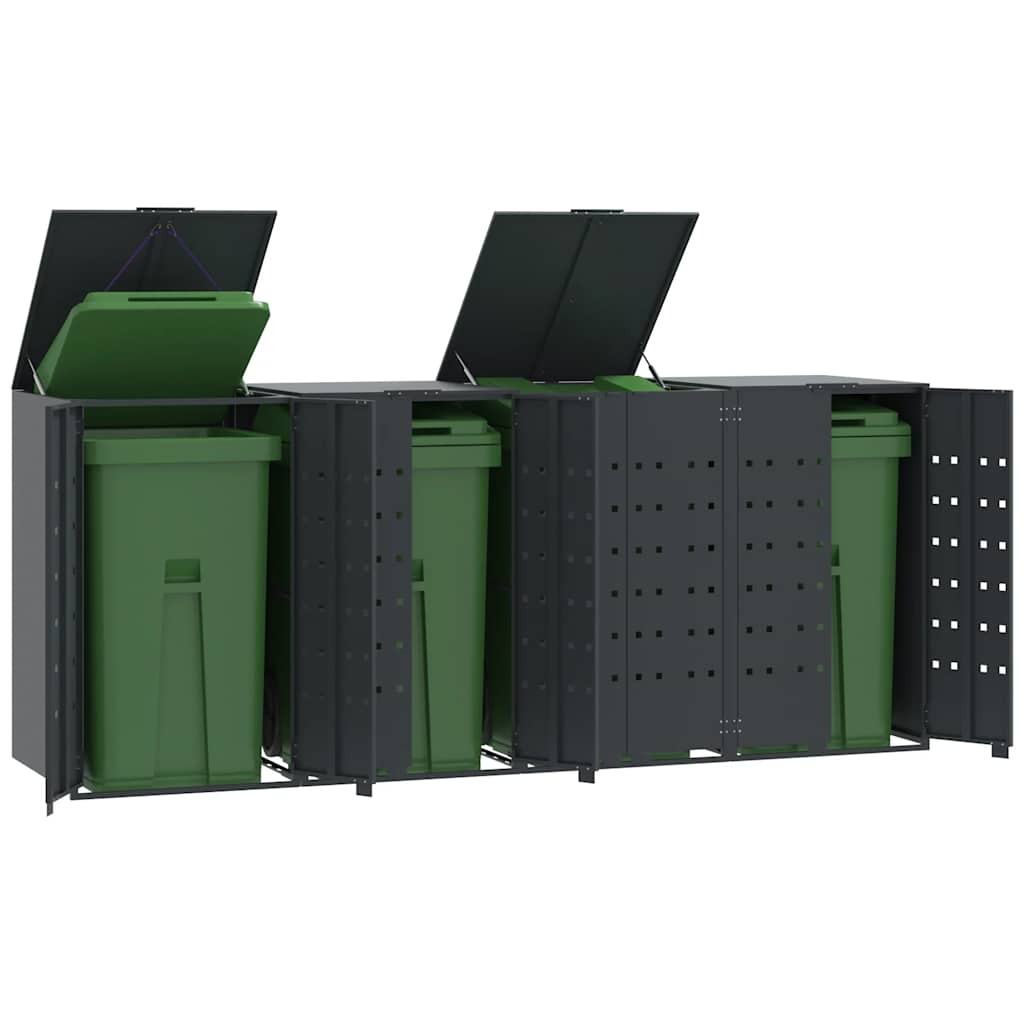 Mülltonnenbox für 2 Tonnen Schwarz 138x79x117 cm Stahl