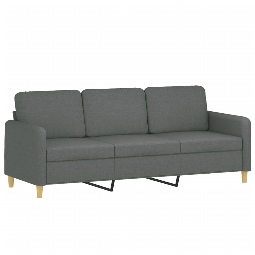 3-tlg. Sofagarnitur mit Kissen Braun Stoff