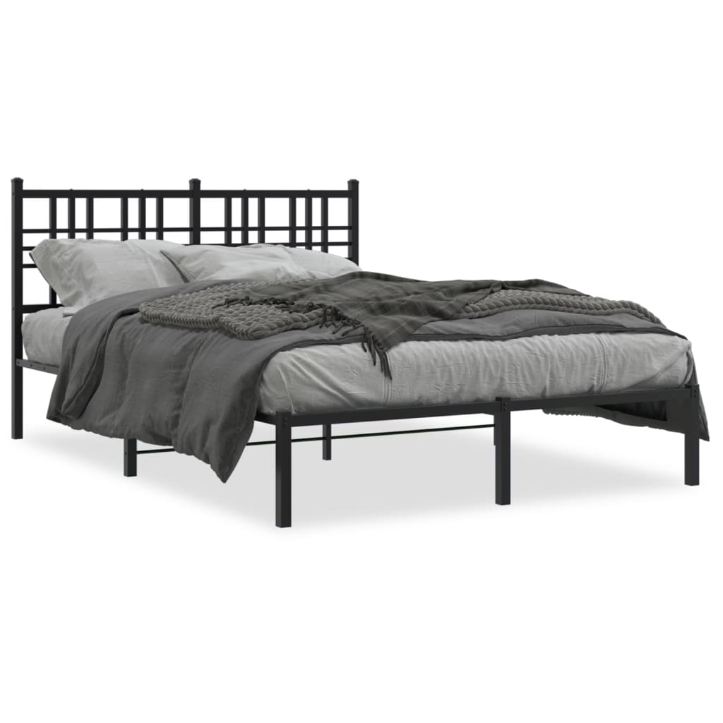 Bettgestell mit Kopf- und Fußteil Metall Schwarz 90x200 cm