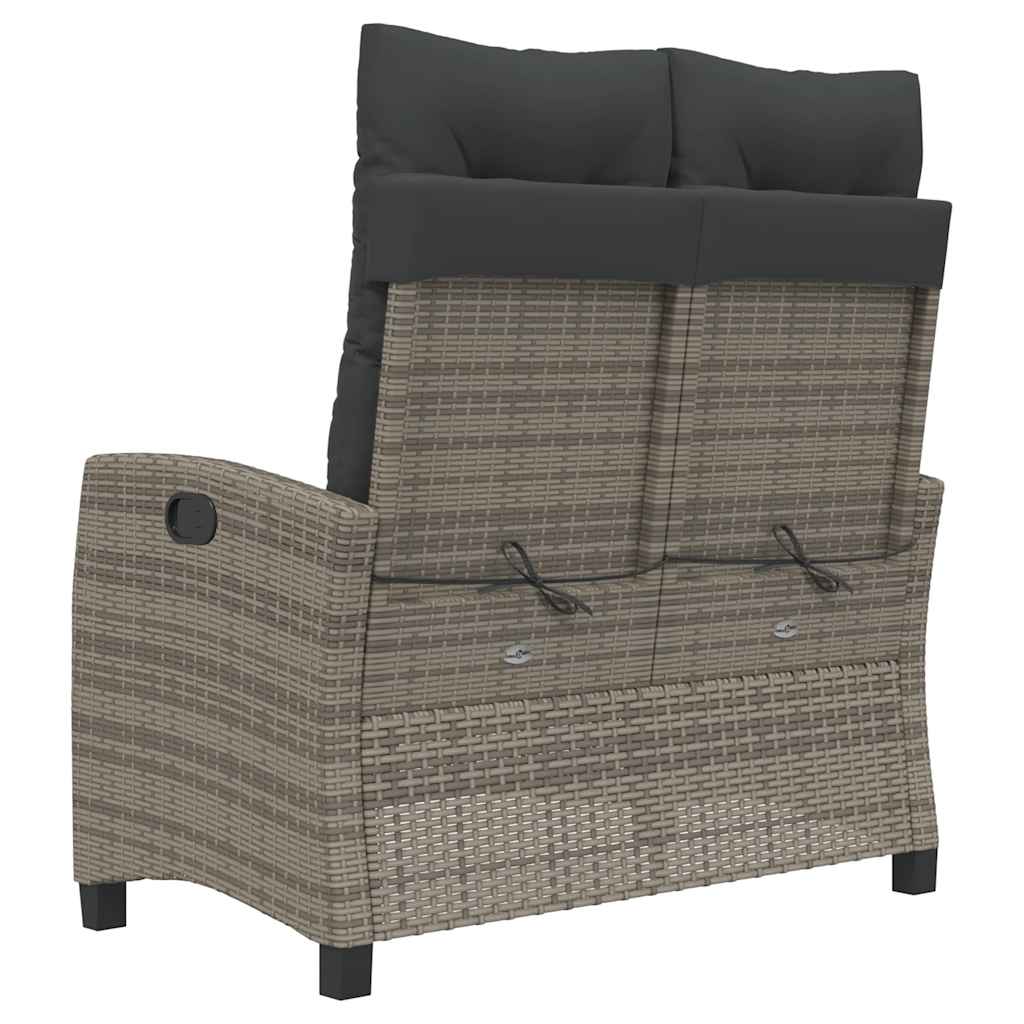Gartenbank Verstellbar mit Kissen Schwarz Poly Rattan