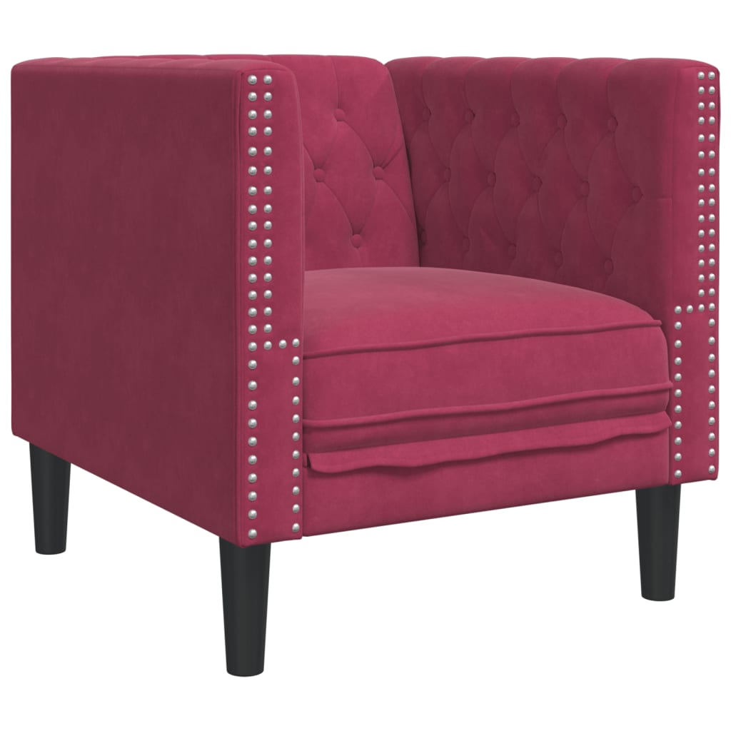 3-tlg. Chesterfield-Sofa-Set mit Nackenrollen Hellgrau Samt
