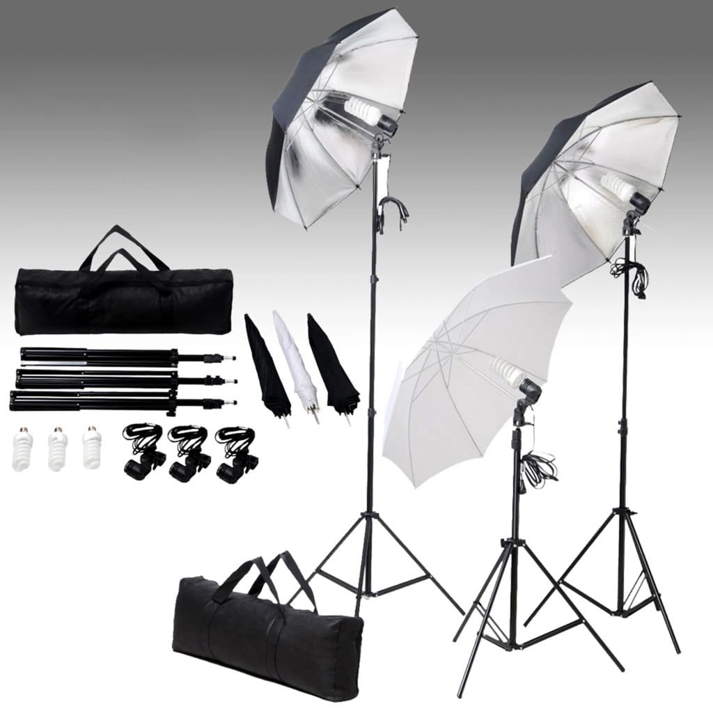 Fotostudio-Set mit Lampen-Set und Hintergrund