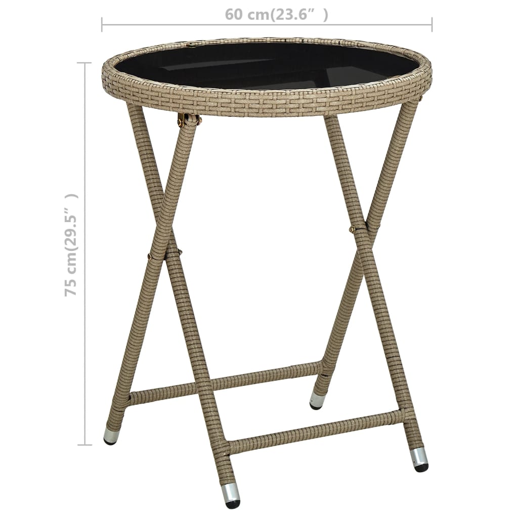 Beistelltisch Braun 60 cm Poly Rattan und Hartglas