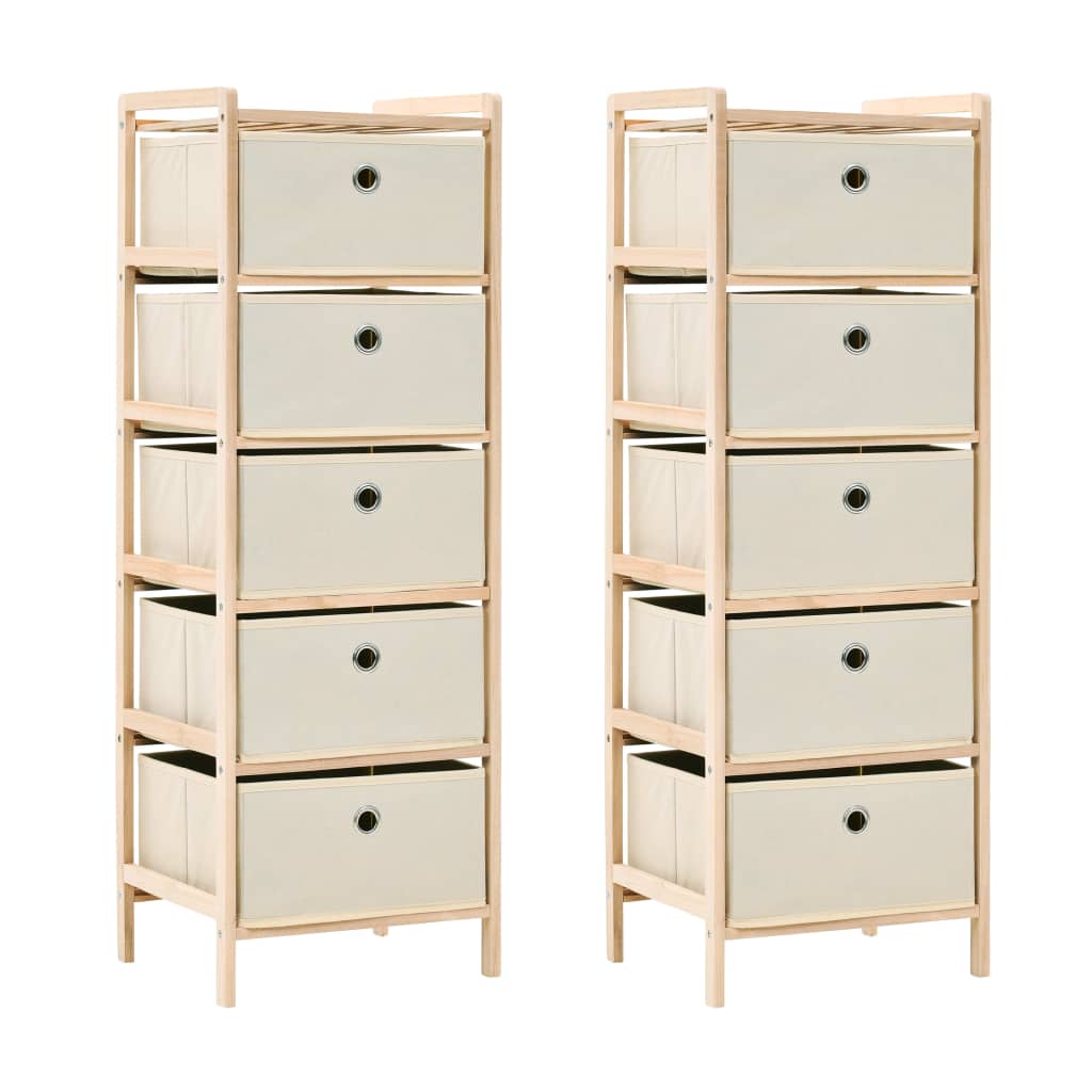 Korb-Kommode mit 3 Stoffkörben Zedernholz Beige