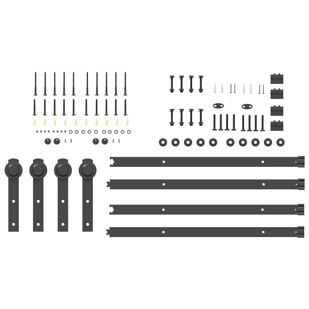Schiebetürbeschlag-Set 366 cm Stahl Schwarz