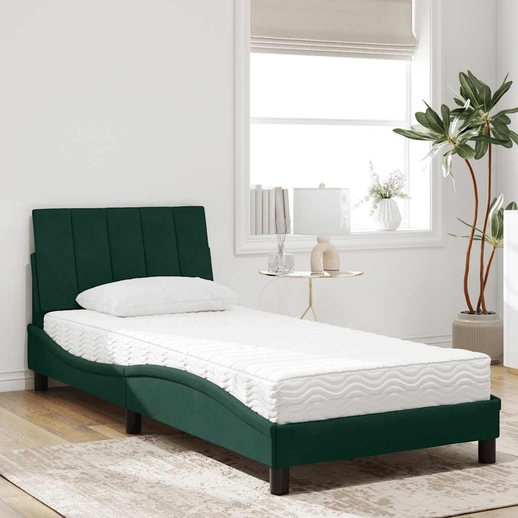 Bett mit Matratze "Hanko" Hellgrau 80x200 cm Samt