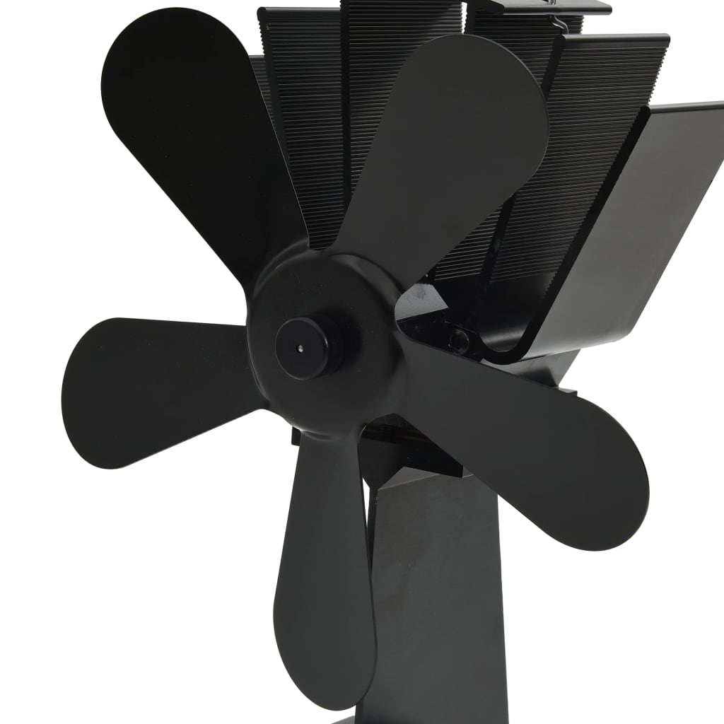 Ofenventilator Wärmebetrieben 2 Blätter Schwarz
