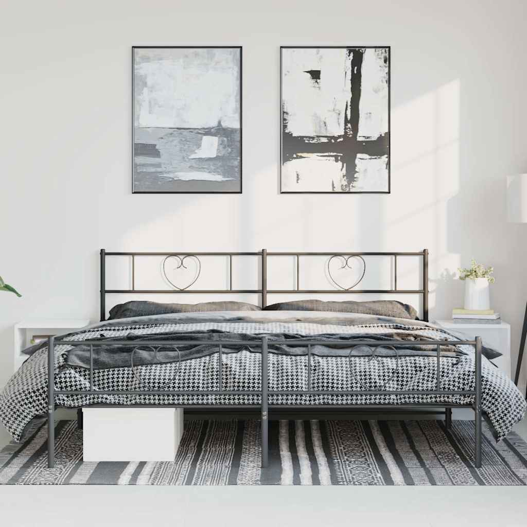 Bettgestell mit Kopfteil Metall Schwarz 100x190 cm