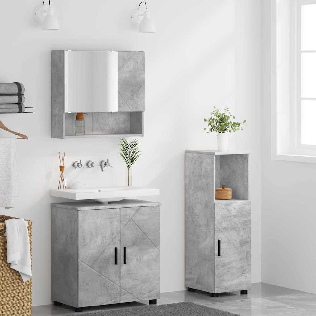 Badezimmermöbel-Set mit Tür 3 pcs Weiß Holzwerkstoff & Metall