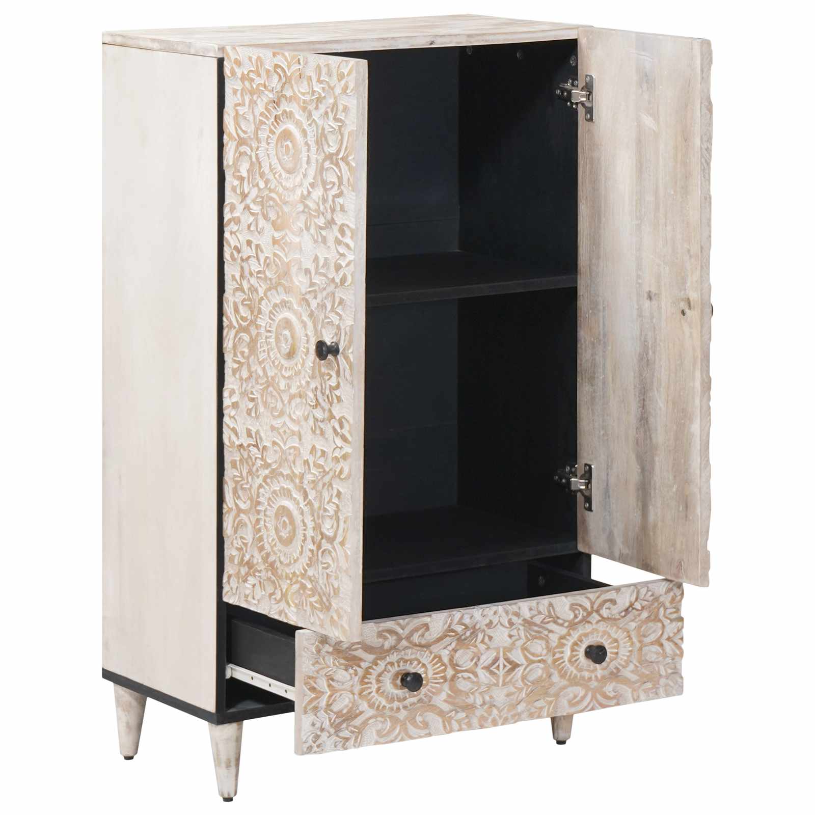 Hochschrank mit Regal Braun 60 x 33,5 x 100 cm Massivholz Mango