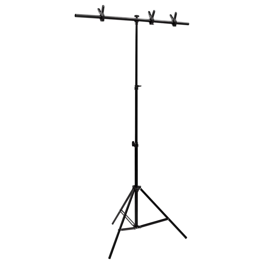 Hintergrundständer T-Form Schwarz 151x60x(70-200) cm