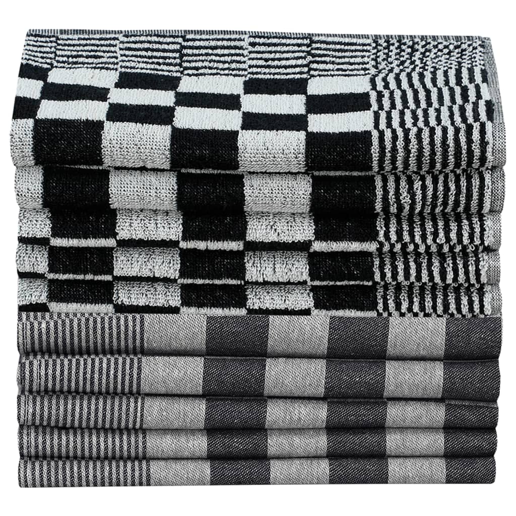 10-tlg. Handtuch-Set Schwarz und Grau Baumwolle