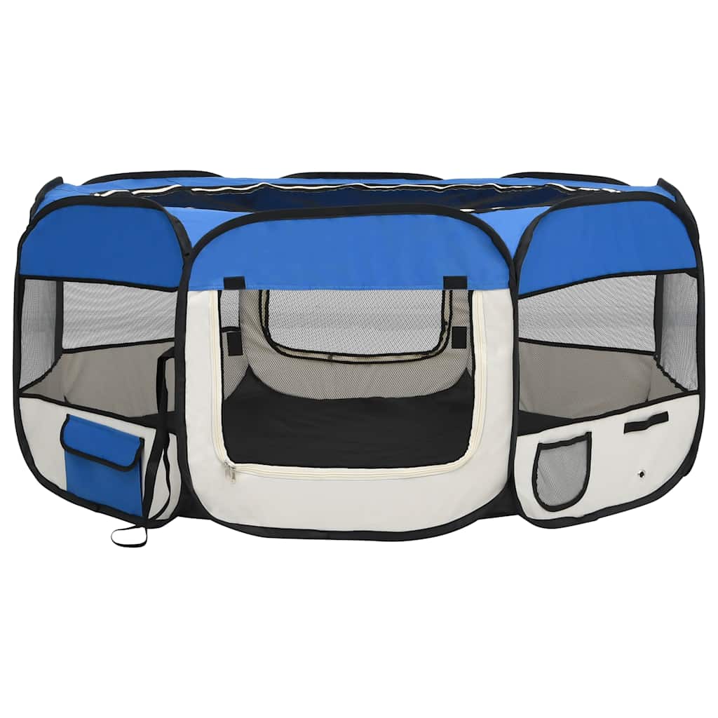 Faltbarer Welpenlaufstall mit Tragetasche Schwarz 90x90x58 cm