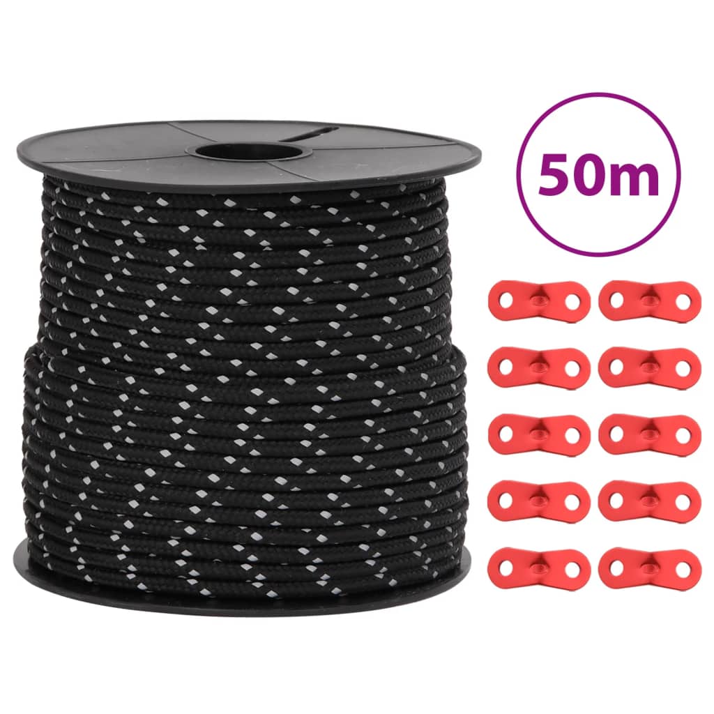 Zeltleine Reflektierend mit Seilspannern 50 m 3 mm