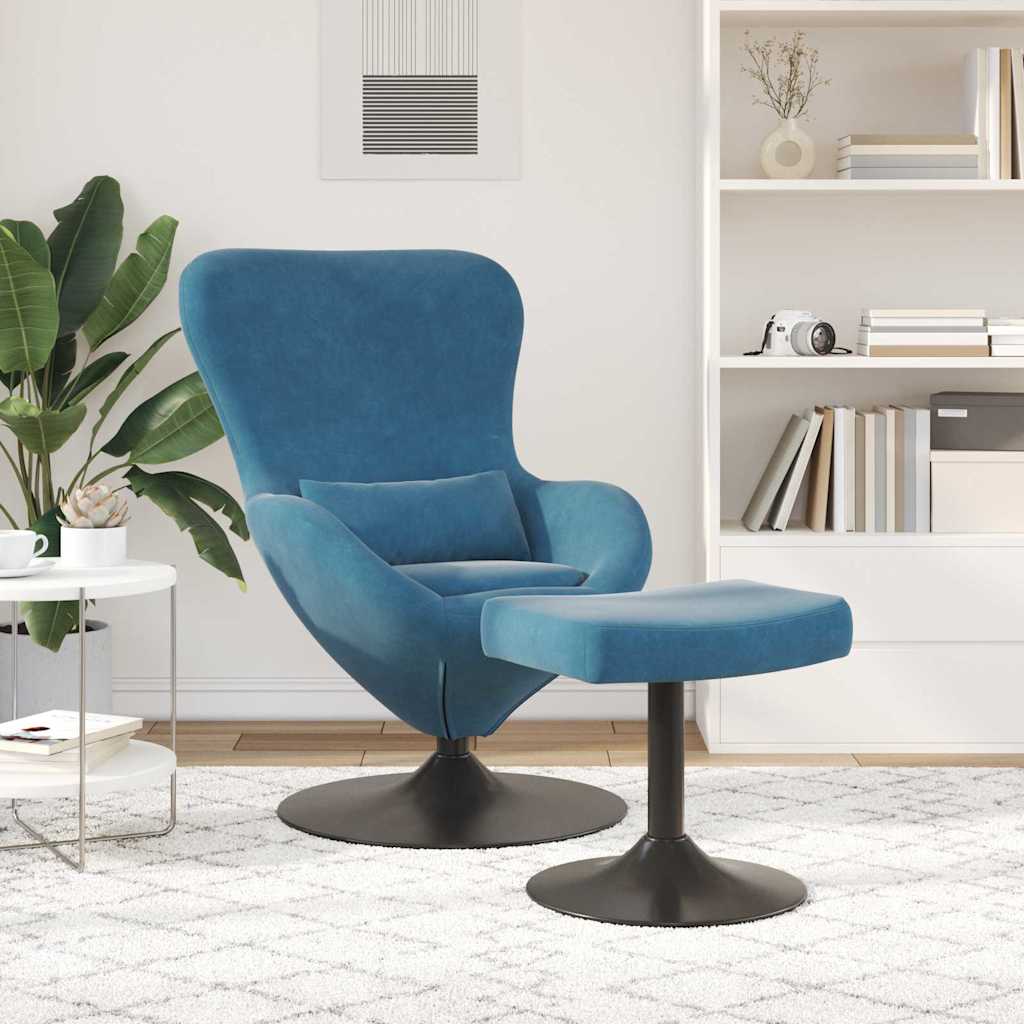 Eiersessel Blau Samt