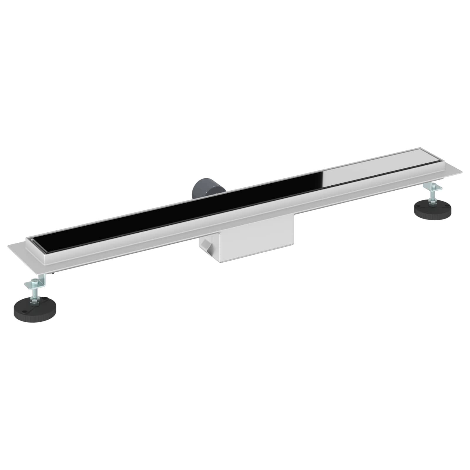 Duschabfluss mit Glasabdeckung Schwarz 50 cm Edelstahl 304