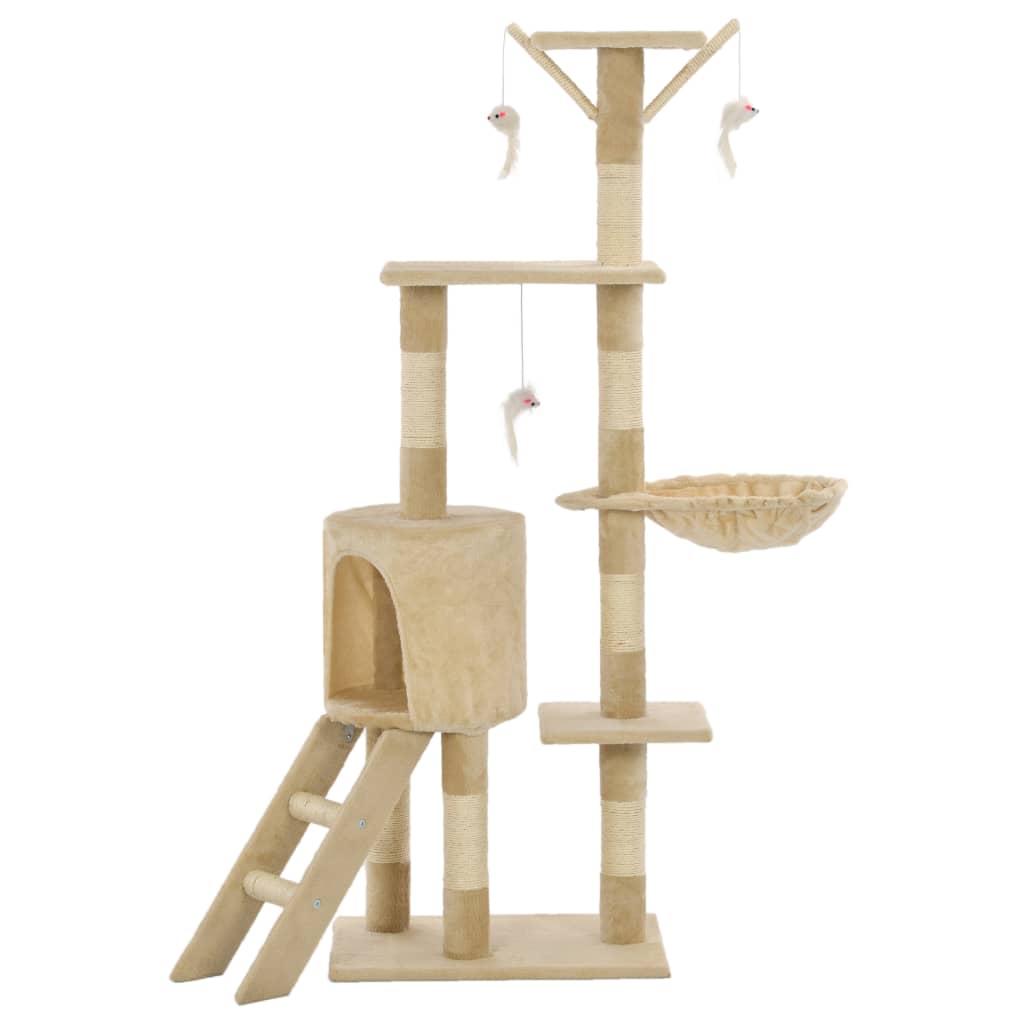 Katzen-Kratzbaum mit Sisal-Säulen 138 cm Grau