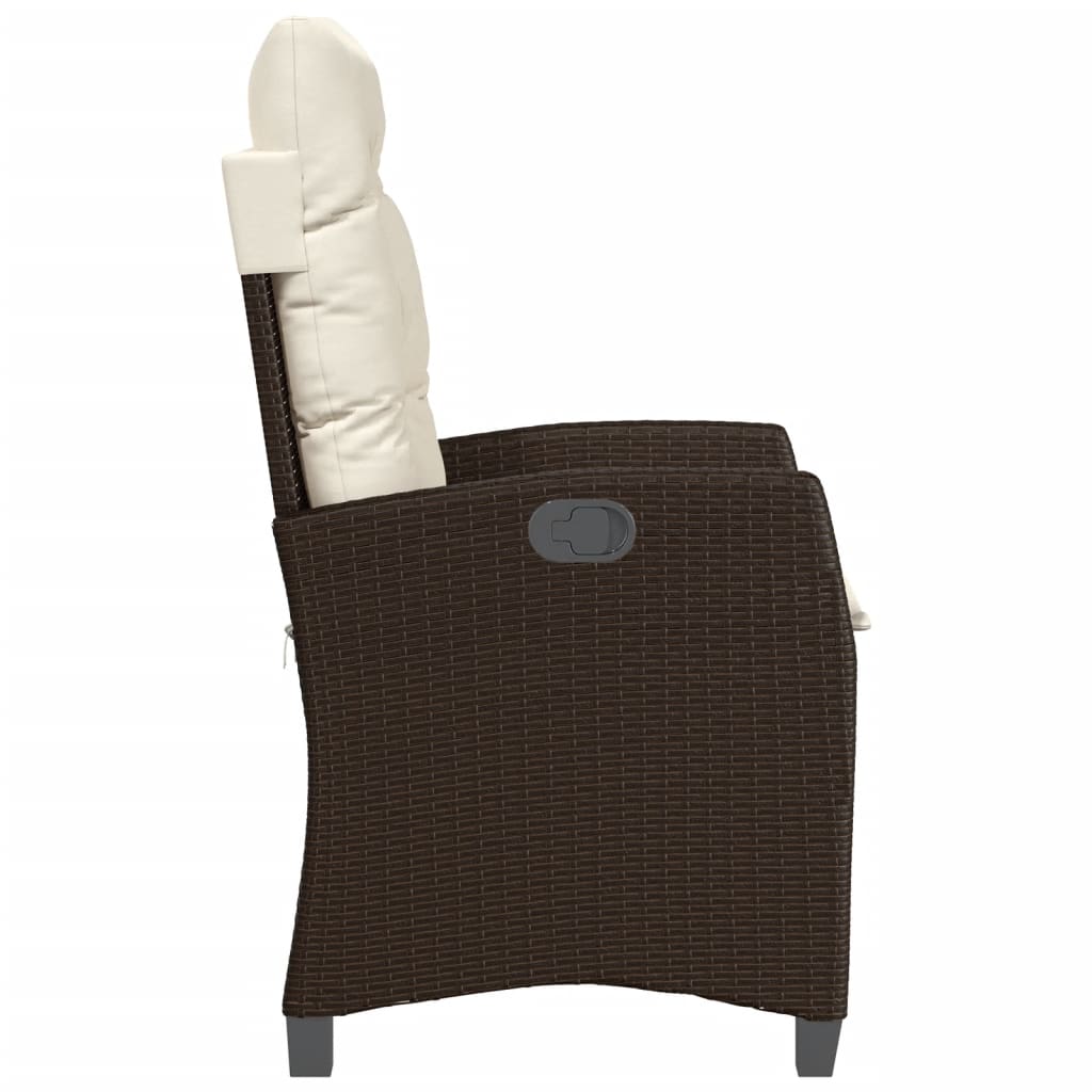 Gartensessel Verstellbar mit Kissen Schwarz Poly Rattan