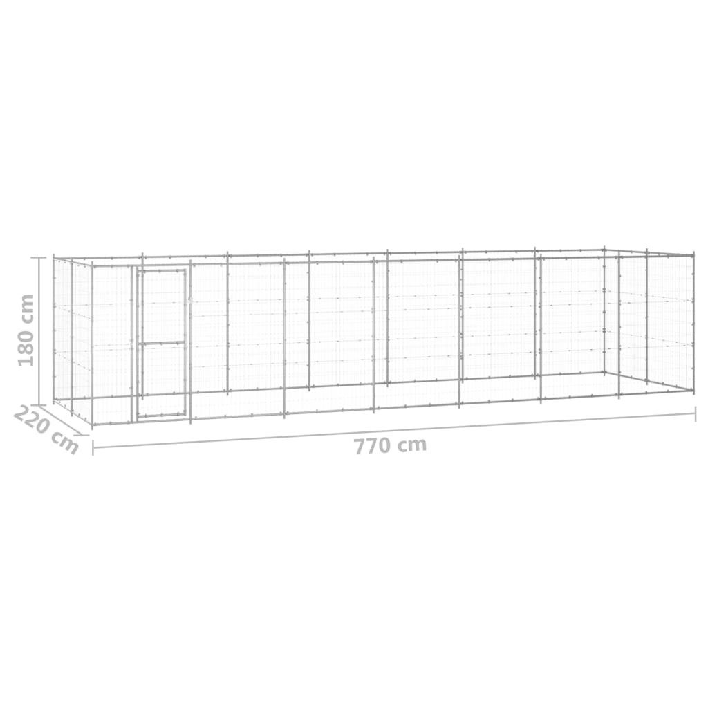 Outdoor-Hundezwinger mit Überdachung Stahl 7,26 m²