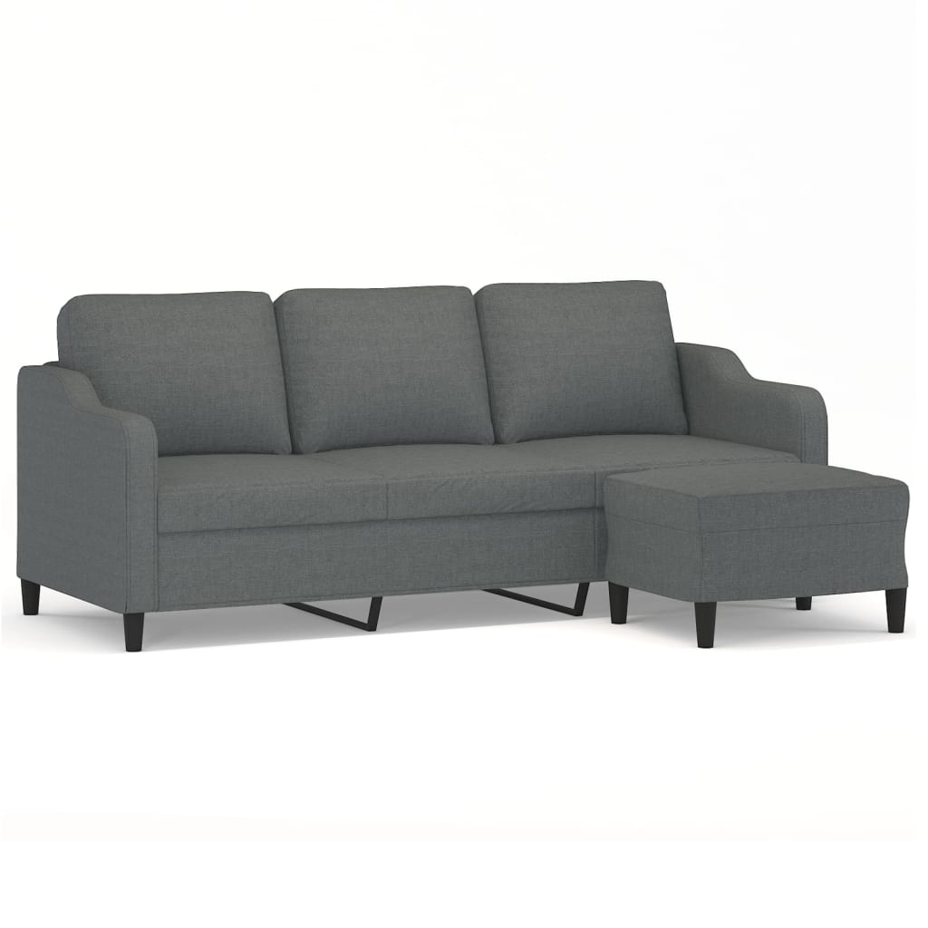3-Sitzer-Sofa mit Hocker Braun 180 cm Stoff