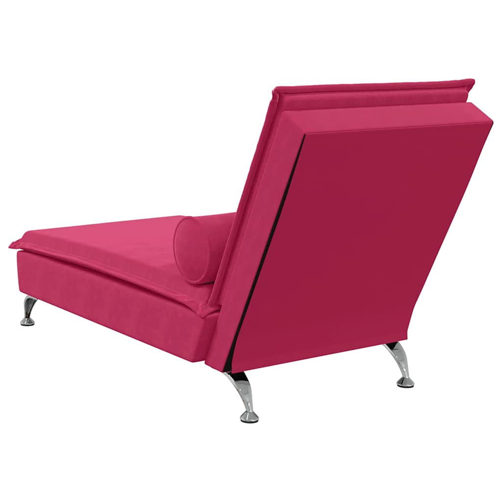 Massage-Chaiselongue mit Nackenrolle Hellgrau Samt