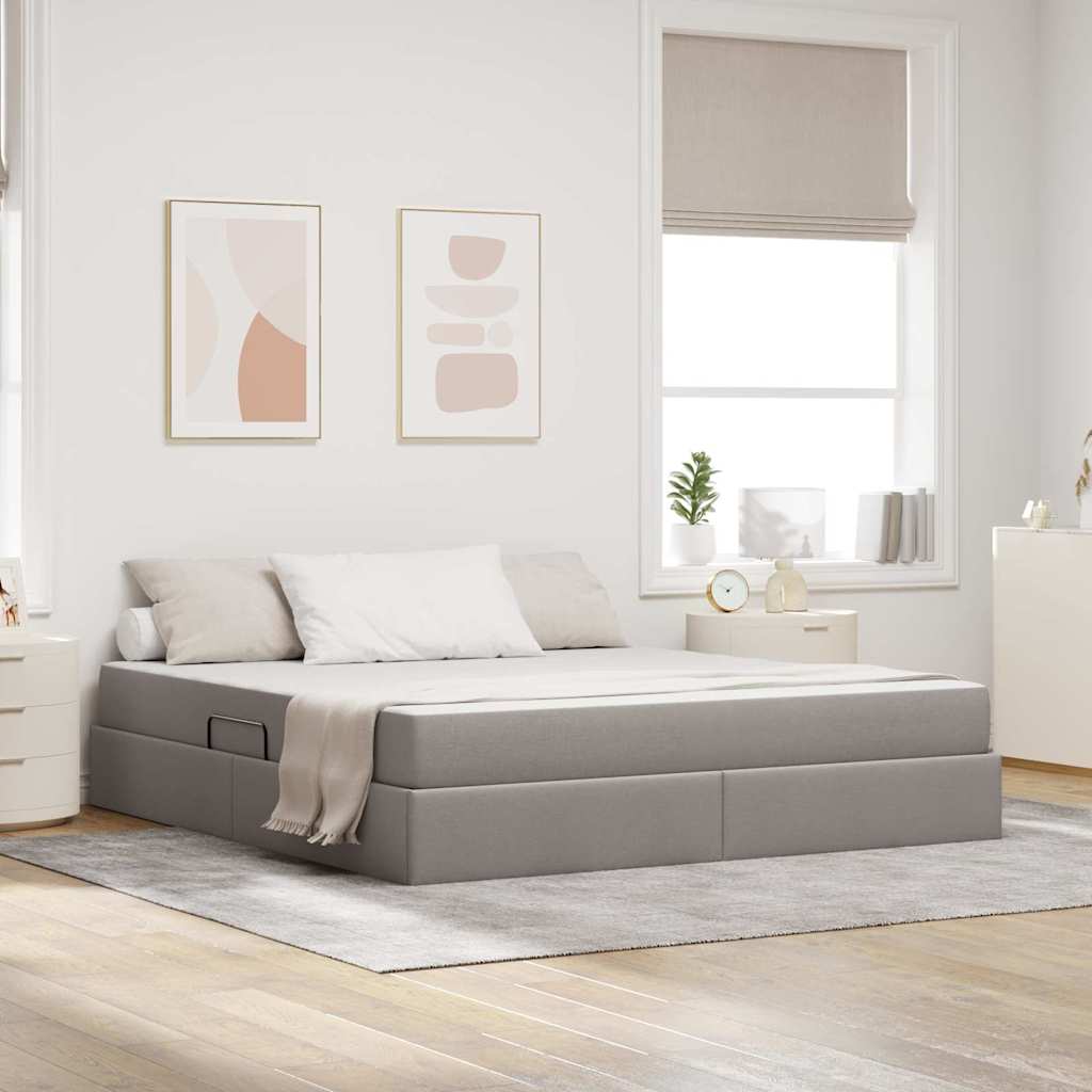 Aufbewahrungsbett mit Matratze Hellgrau 90 x 190 cm Polyester