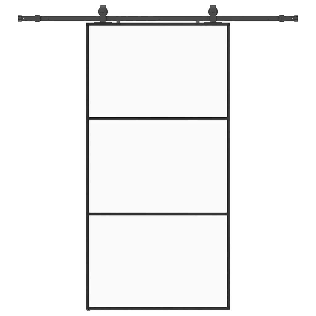 Schiebetür mit Beschlag Schwarz 76x205 cm ESG-Glas