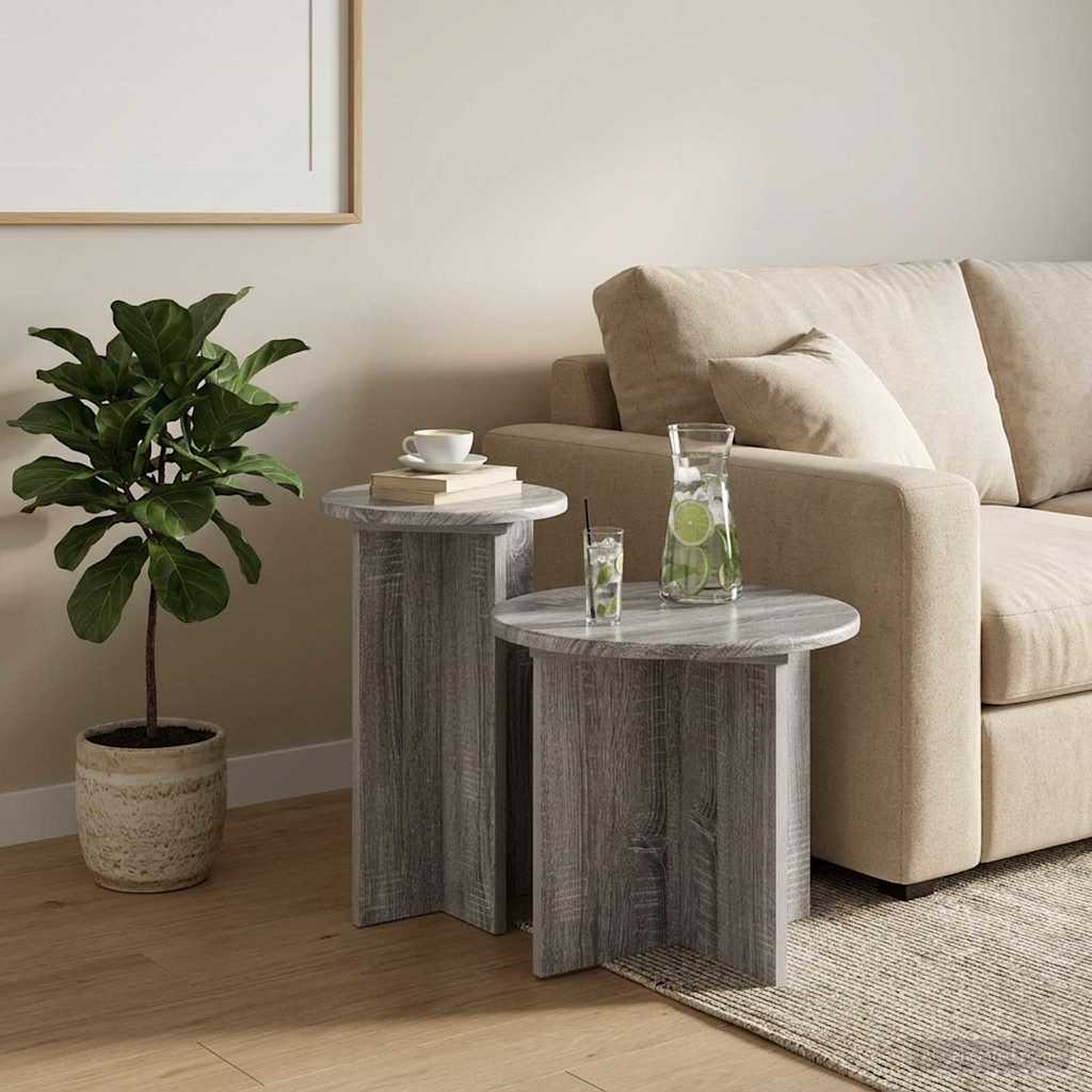 Beistelltisch-Set mit Speicher 2 pcs Weiß Holzwerkstoff