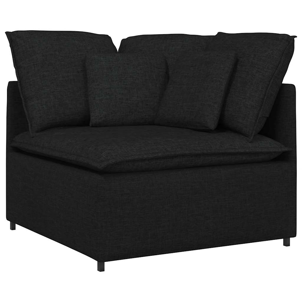 Modulares Sofa mit Fußhocker Kissen Stoff Hellgrau