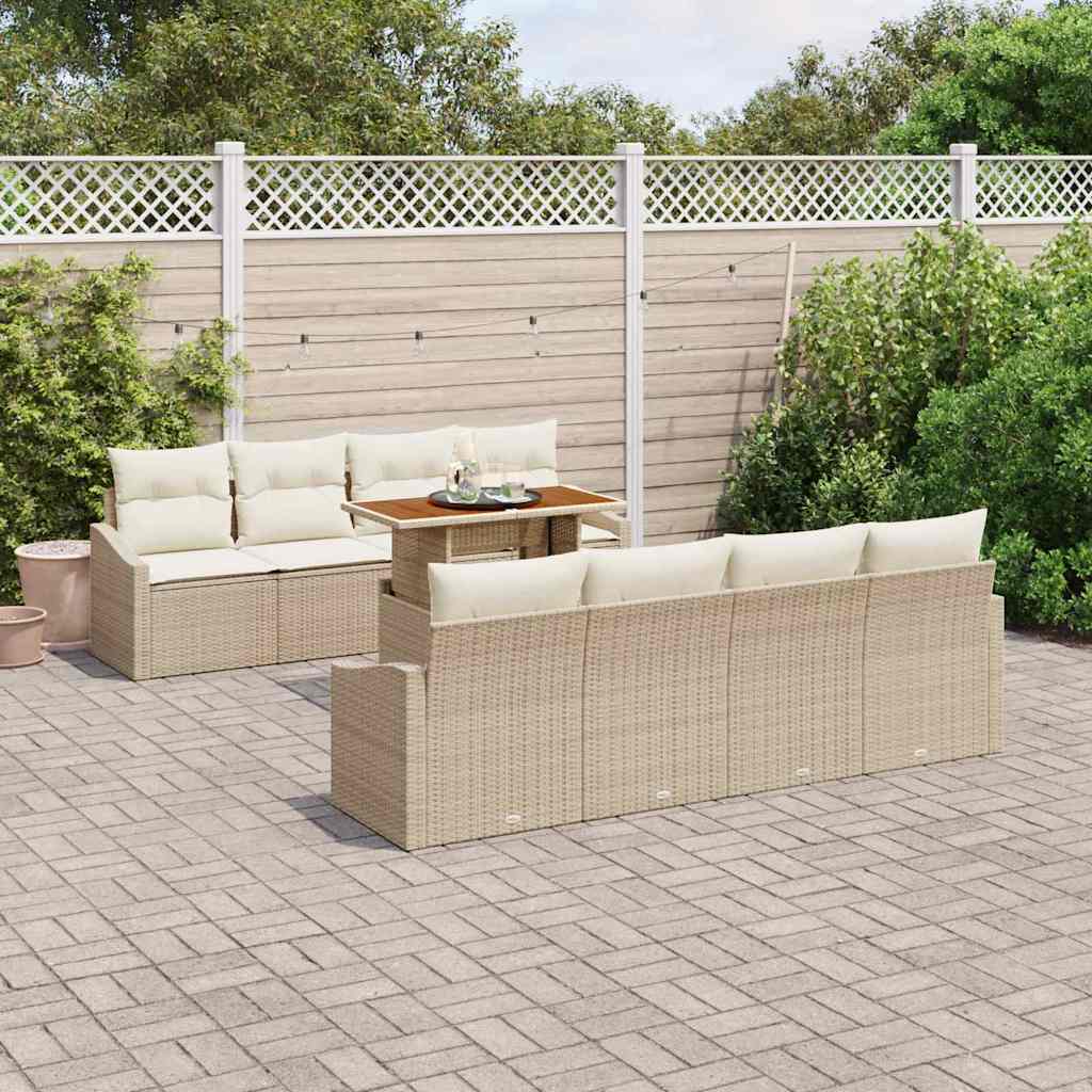 Garten Essgruppe mit Kissen 9 pcs Schwarz und Creme