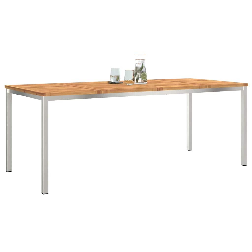 Esstisch 90x90x75 cm Massives Akazienholz und Edelstahl