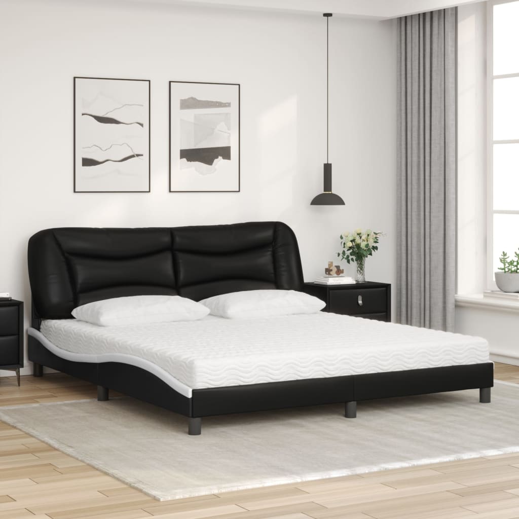 Bett mit Matratze "Hvar" Schwarz 80x200 cm Kunstleder