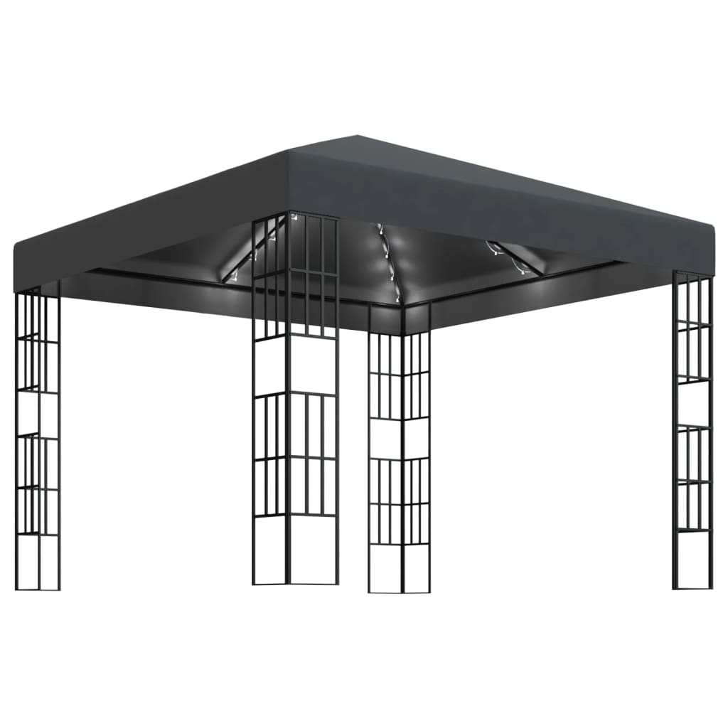 Pavillon mit LED-Lichterkette 3x3 m Taupe