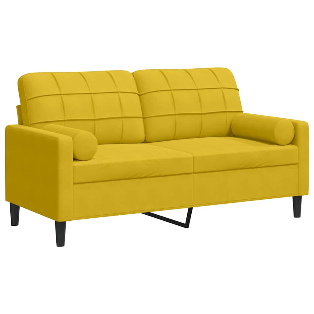 2-Sitzer-Sofa mit Zierkissen Hellgrau 120 cm Samt