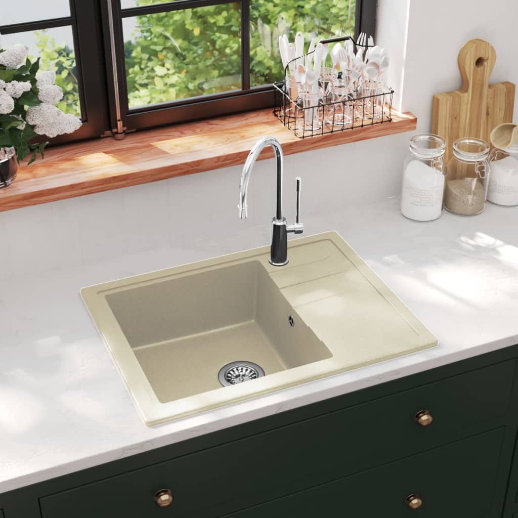 Küchenspüle mit Überlauf Oval Schwarz Granit