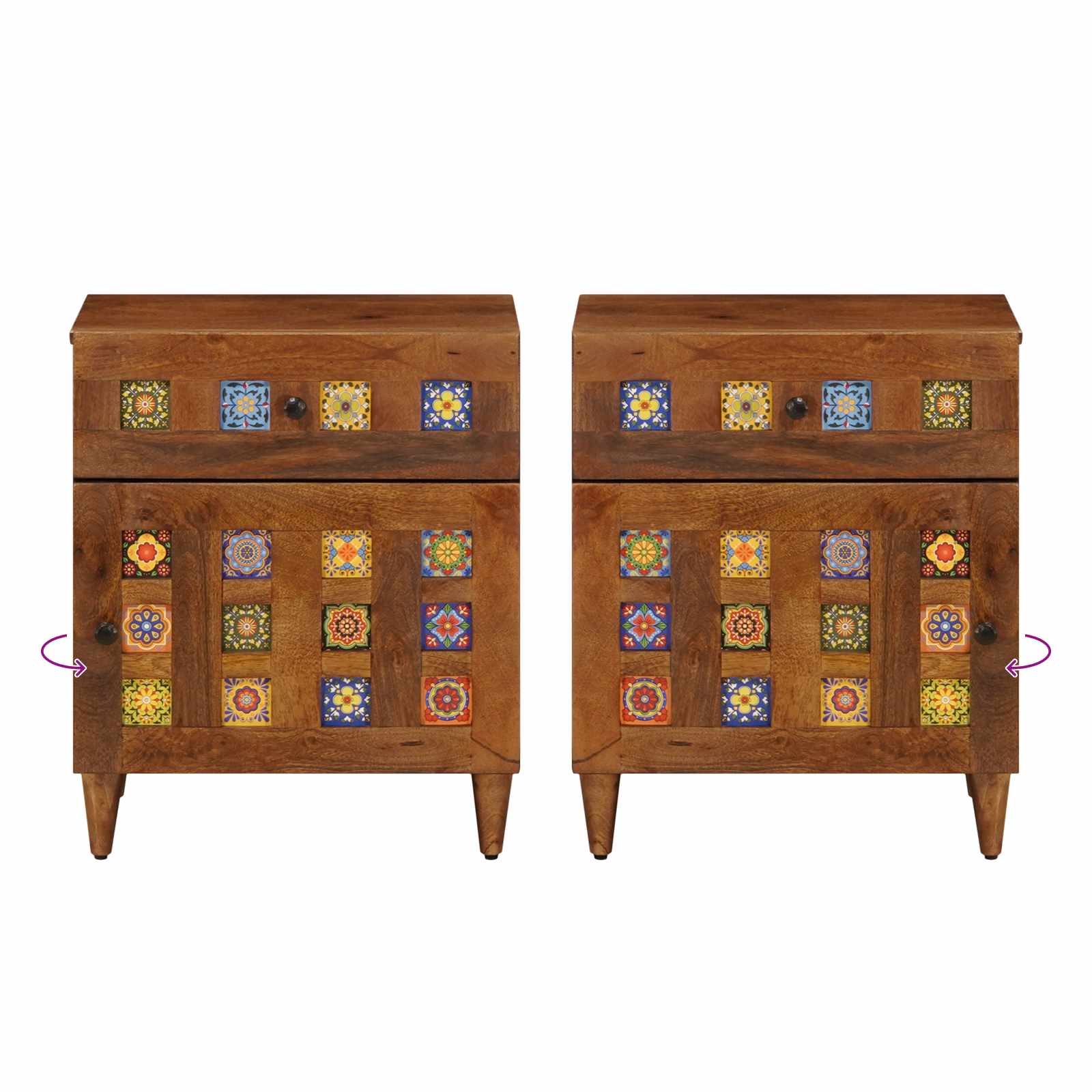 Nachttisch Braun 50 x 33 x 60 cm Massivholz Mango