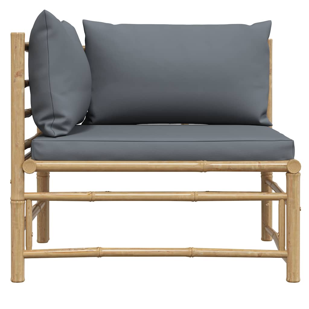 3-tlg. Garten-Lounge-Set mit Kissen Bambus