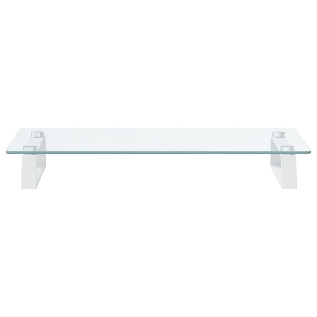 Monitorständer Weiß 60x20x8 cm Hartglas und Metall