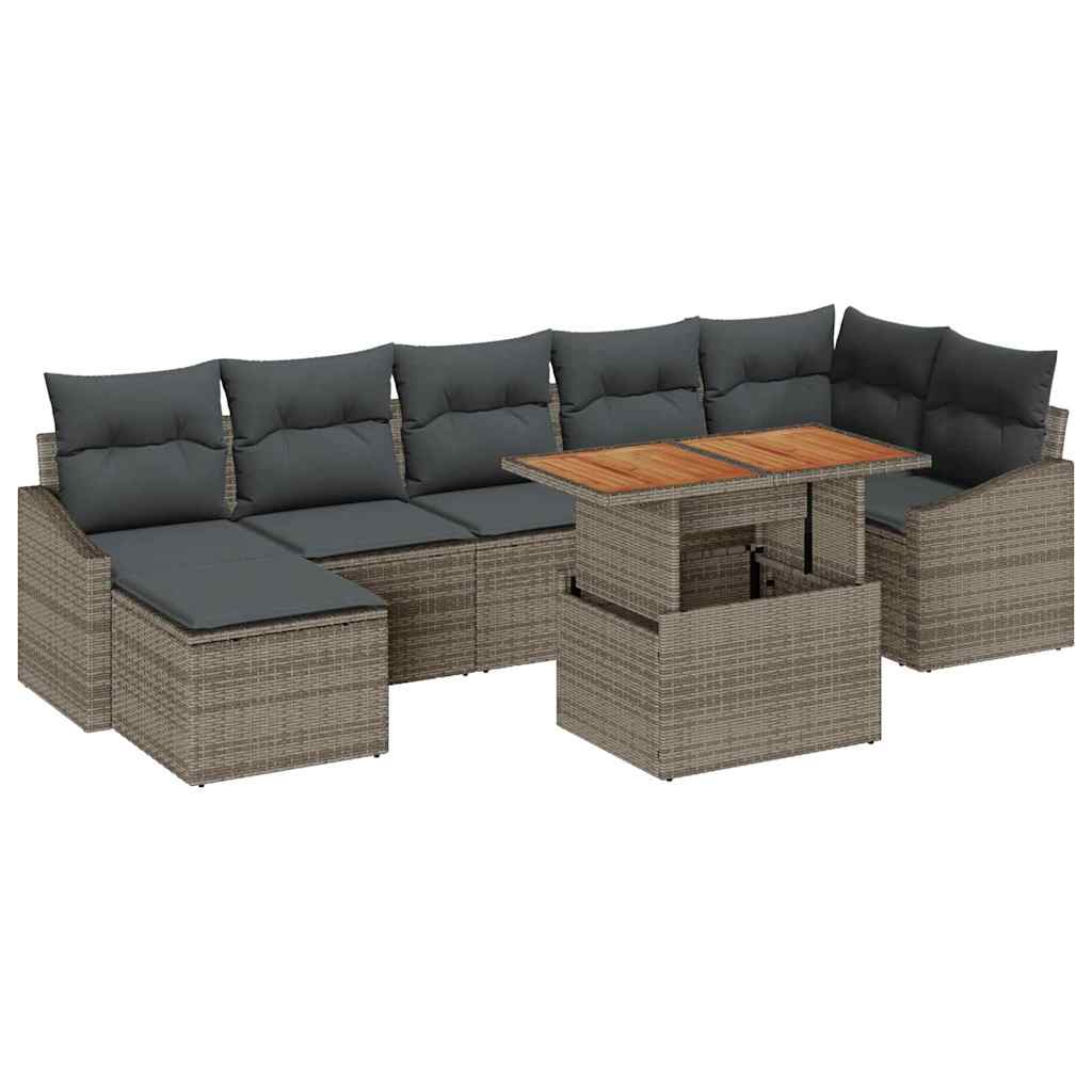 Garten Essgruppe mit Kissen 8 pcs Schwarz und Creme