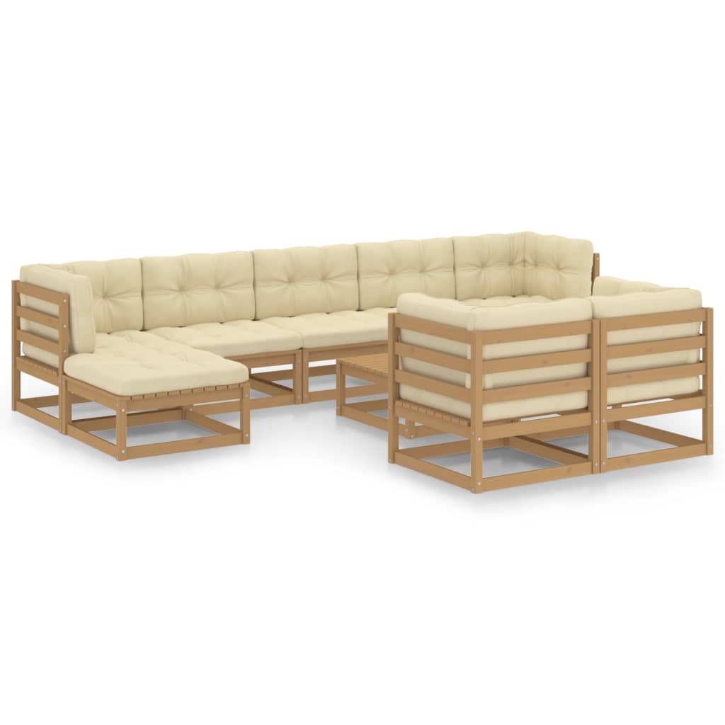 10-tlg. Garten-Lounge-Set Weiß Massivholz Kiefer