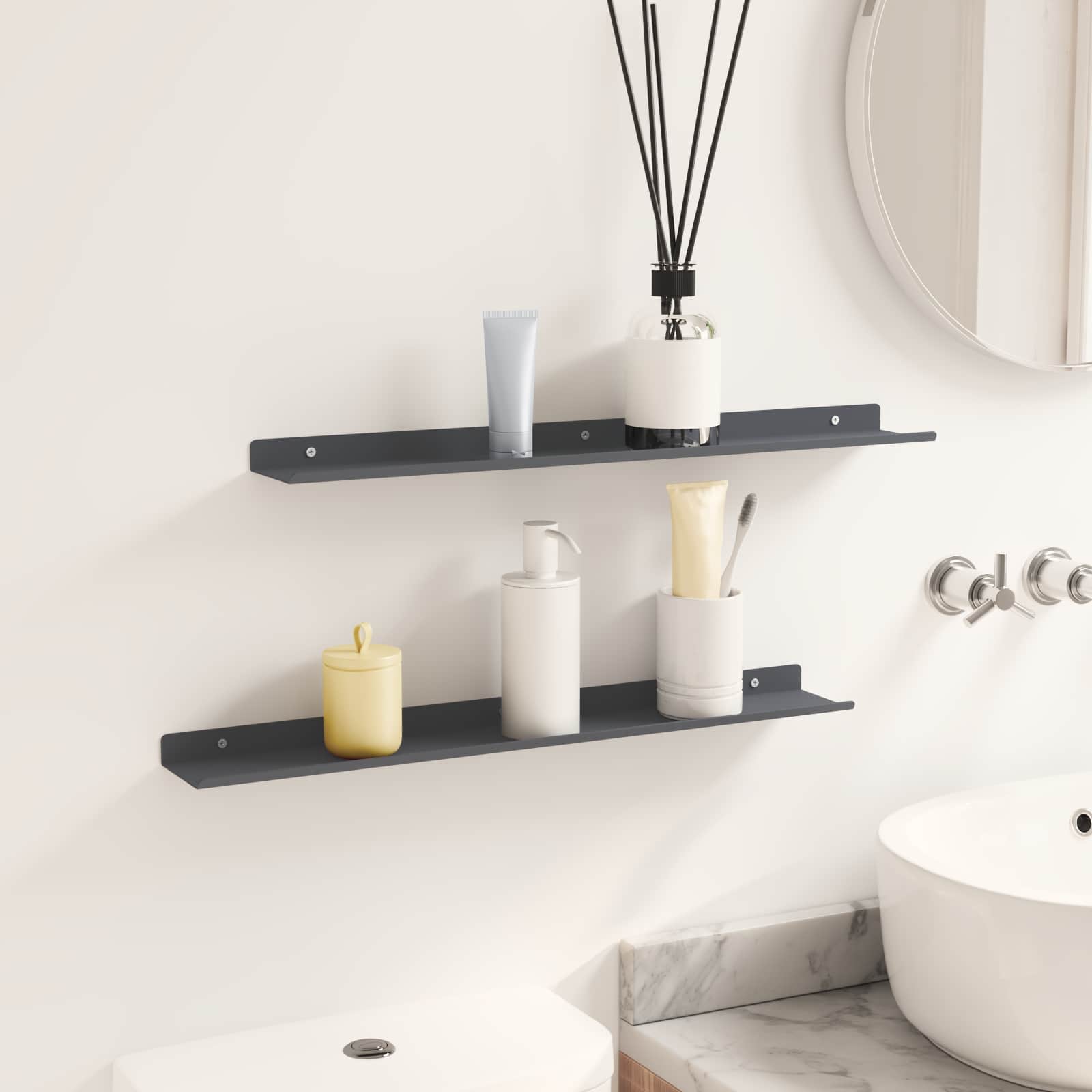 Schwebendes Regal 3 pcs Schwarz 40 x 9 x 2,5 cm Stahl