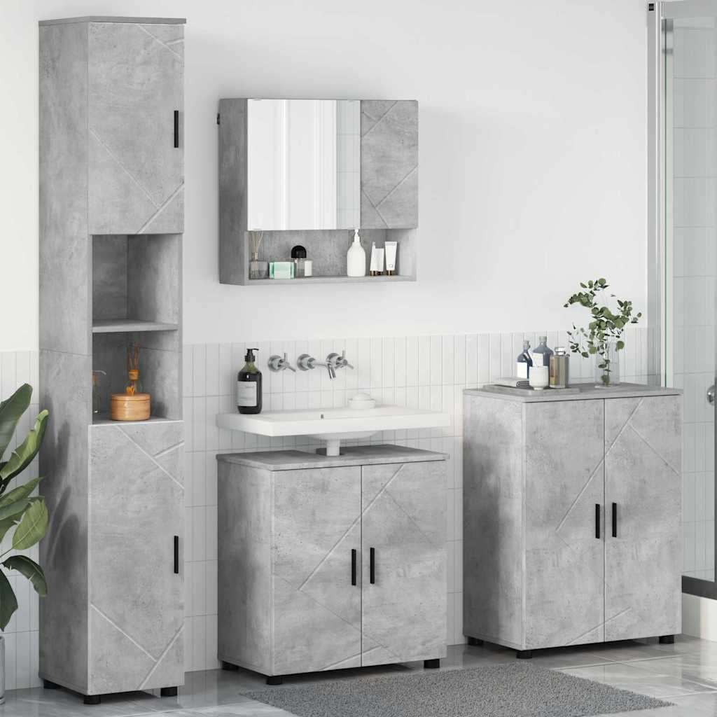 Badezimmermöbel-Set mit Tür 4 pcs Weiß Holzwerkstoff & Metall
