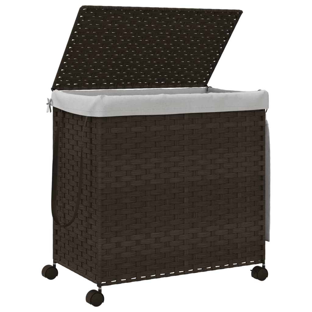 Wäschekorb mit Rollen 60x35x60,5 cm Rattan