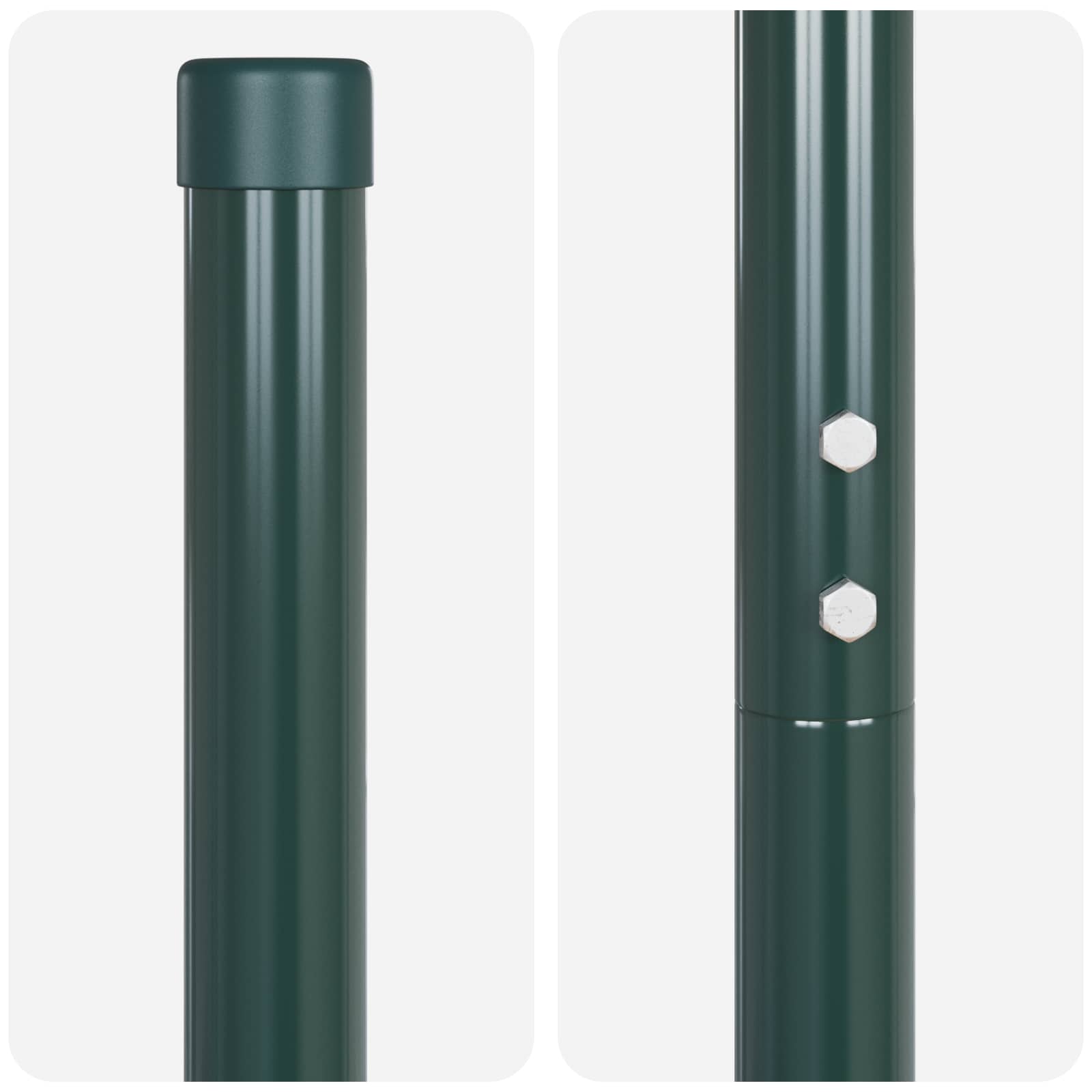 Zaunpfosten 2 pcs Grün 50 cm Pulverbeschichteter Stahl